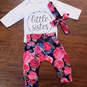 Baby girl little sister outfit 3-6 mo